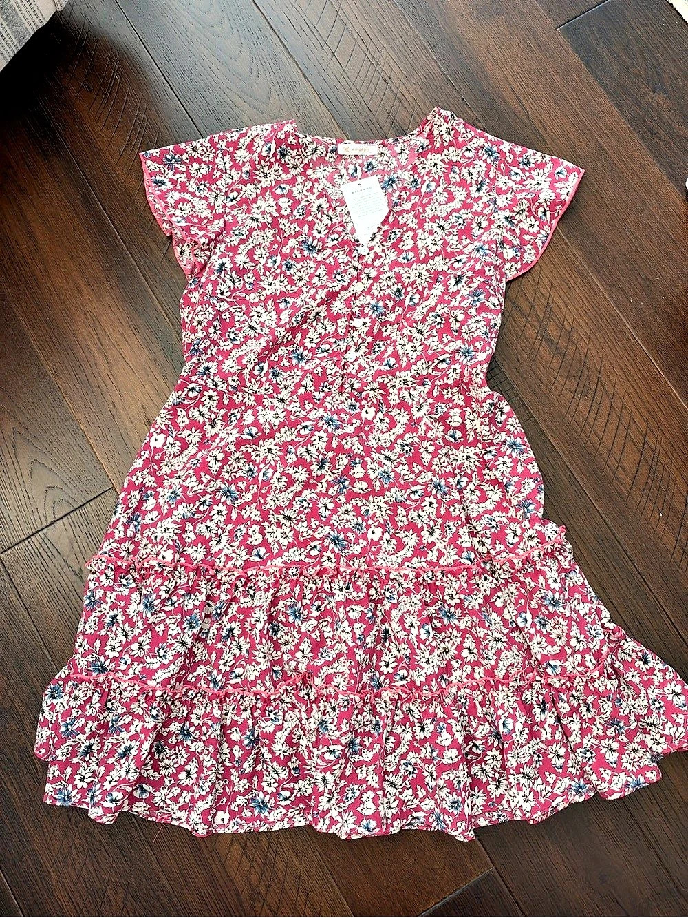 Floral Mini Dress in Red rose